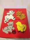 155-14 Wooden Animals Frame Pieces 4 Puzzle Vintage Playskool Tray