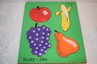 155an-18 Playskool Vintage Wooden Puzzle Fruits