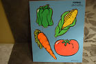 180-10 Playskool 4 Piece Favorite Vegetables Vintage Wooden Puzzle Childrens
