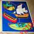 180-12 Playschool Vintage Wooden Tray Puzzle Boats 1980s 4 Piece