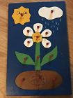 18x12 Toys Wood Puzzle Vintage Flower W Words Under Ea Piece Peg Pieces