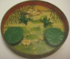 1910s Lily Antique Toy Dexterity Stork Puzzle Under Tin Frogs Pads