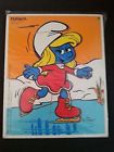 325-3 Playskool Vintage Wood Tray Puzzle Smurfs Ice Skating 1982 10 Pieces