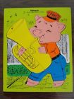 330-30 Playskool Vintage Wooden Puzzle Tuba Player Pig 17 Pcs