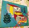 360-14 Playskool Wood Truck Puzzle Tractor Trailer 18 Piece Vinatge 1950s