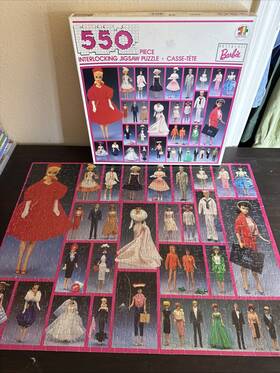American Publishing 634482400067 1989 Barbie Nostalgic 550 Piece Jigsaw Puzzle 18 Inch X24 - Preowned Complete