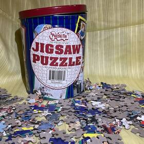Amg Corp 756621100079 Vintage 1995 Norman Rockwell Puzzle Tin 700 Pc Jigsaw 12x34 Complete Collectible