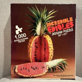 Avalon Hill 045708010074 Incredible Edibles Jigsaw Puzzle Pinemelon 1000 Pc Pineapple Watermelon Complete