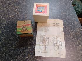 3232 B. Shackman Vtg Wooden Deluxe Decorative Puzzle Cube Japan