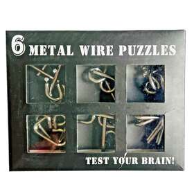 28546 Bbx Brain 6 Large Metal Puzzle Kit Steel Wire Teaser Iq Gift Box Logic Solve Twist