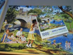 Bits And Pieces 192949036575 Riverbank Picnic Trevor Mitchell 1000 Piece Jigsaw Puzzle