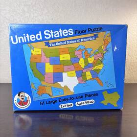 Blue Castle 017257037079 Vintage Frank Schaffer United States Floor Puzzle - 2ft X 3ft