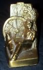 Boy Book Haystack Hat Wagon Brass Pm Fernce Farm Bookend Craftsman Wheel Vtg