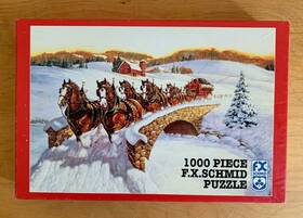 98161 Budweiser Vintage 1999 Winter Clydesdales Horses By Fx Schmid Puzzle Usa