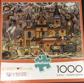 Buffalo Games 079346114740 Charles Wysocki 1000 Piece Jigsaw Puzzle Halloween Trick Or Treat Hotel