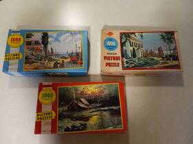 Built Rite 021597803386 3 Vintage Jigsaw Puzzle Lot 1000 Pieces Each