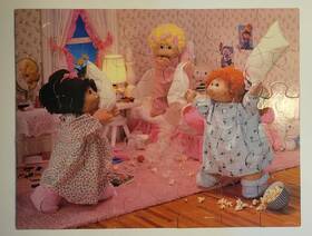 4494-4 Cabbage Patch Kids Floor 35-piece Puzzle Sleepover Party 1984 Complete With Box