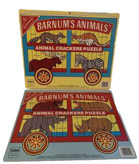 Cadaco 026608005049 Vintage Nabisco Barnums Animal Crackers Puzzles 1986 No. 504 Lot Of 2
