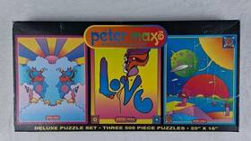 Ceaco 021081036245 Vintage Peter Max Deluxe 3 Puzzle Sets-500 Pieces Each 20 Inch X16 Year 1999