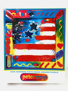 Ceaco 2324-1 Vintage 1999 Peter Max Flag With Heart 550 Pc Puzzle 20 Inch Square - Complete