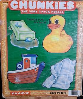 Chunkies 048773020009 Vtg 1984 Inch Things For My Bath 4pc Puzzle By Sharin U.s.a. See Descrpt