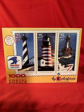 Colorforms 029101010787 United States Postal Service Lighthouse Stamps 1000 Pcs Puzzle 1990