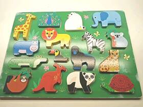 C7cc28731 Crocodile Creek Zoo Wooden Puzzle 16 Pieces -