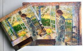 1916 Currier Gallery Of Art Battle Road Press 780934967716 Vtg Complete Jigsaw Puzzle The Goldfish Window Childe Hassam Impressionist