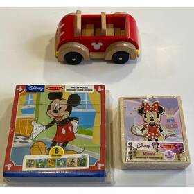 Disney 000772057592 Wooden Lot Mickey Mouse Car Melissa And Doug Minnie Dress Up Puzzle
