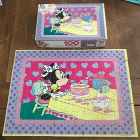 Disney 031716031347 Vintage Walt Minnie Mouse Birthday Cake Party 100 Piece Childrens Puzzle