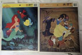 Disney 033500083167 Vintage Snow White Seven Dwarfs Little Mermaid Walt Frame Tray Puzzles