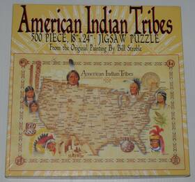 Dontom Inc 794743407003 American Indian Tribes 500 Piece Jigsaw Puzzle Bill Stroble 18 Inch X 24 Vintage