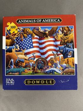 Dowdle 671095203920 Jigsaw Puzzle Animals Of America 300 Piece Us Flag Made Once