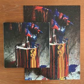 15-431-90 Eaton Vintage Color Power Jigsaw Puzzle 500 Pc Paint Can Hand Brush Artist 1983