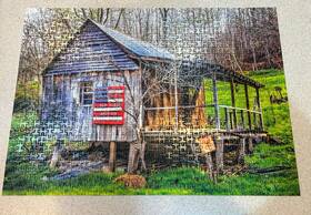 Educa 412668168879 God Bless America Cabin 1000 Piece Jigsaw Puzzle 100% Complete