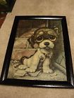 4895-1 Eyed Puppy Dog Framed Milton Bradley 1968 Pity Bucky Big 500 Gig Puzzle