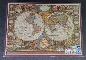 1708 F.x. Schmid 004618987001 Vintage 5000 Piece Puzzle Worldmap Of 62x42 Inch