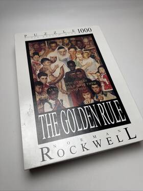 Fink & Co 094594096105 Vintage Norman Rockwell The Golden Rule 1000 Piece Puzzle With Fix Glue Stand