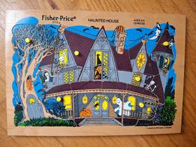 Fisher-price 403480010666 Pick-up And Peek Wood Puzzle 2712 Haunted House Halloween Vintage
