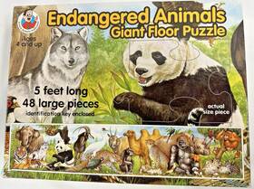 Frank Schaffer 017257037314 Endangered Animals Giant Floor Puzzle 48 Pcs. 5ft Long Complete Set Vintage 1992