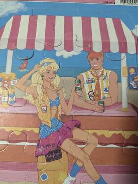 Golden 033500041662 Vintage Barbie And Ken California Beach Snack Frame-tray Puzzle