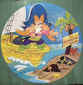 Golden 033500044267 Yosemite Sam Round Jigsaw Puzzle Vtg 1974 Warner Bros 125 Pieces Complete