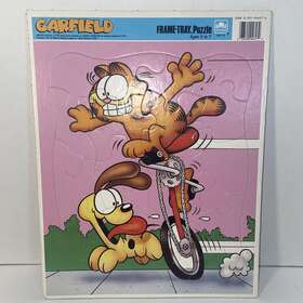 Golden 033500046179 Vintage 1978 Garfield Odie Unicycle Frame-tray Puzzle