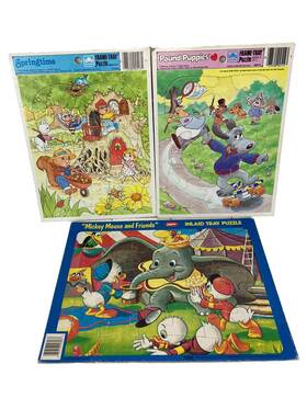 Golden 033500046636 Vintage 1986 Pound Puppies Dumbo Extra Thick Frame Tray Puzzles