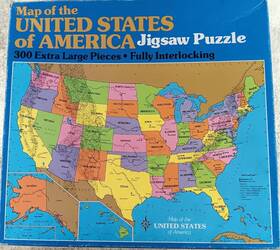 Golden 033500047985 Map Of United States America 300 Xl Piece Jigsaw Puzzle Vintage 1985 By