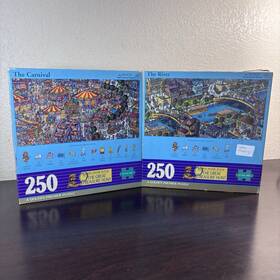 Golden 033500050190 2 Vtg 1992 Premier 250 Piece Great Treasure Hunt Puzzles Carnival And River
