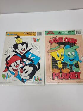 Golden 033500082238 Books Frame Tray Puzzle Lot Animanicas Tweety Global Patrol Kids