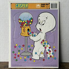 Golden 033500082412 Vtge Casper The Friendly Ghost Gum Balls 12-pc Frame Tray Puzzle 1992