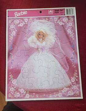 Golden 033500735806 Vintage 1992 Mattel Barbie Wedding Gown 20 Piece Tray Puzzle