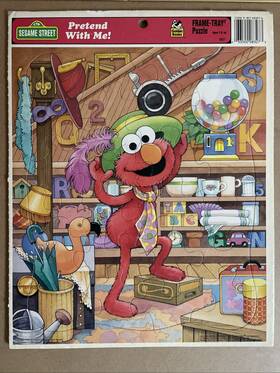 Golden Books 033500083273 Sesame Street Elmo Pretend With Me 22 Pc Frame-tray Puzzle 1994 Vtg